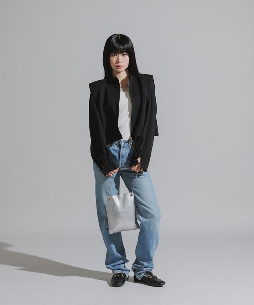 Chick（チック）の「Stand Collar Double Zip Sweatshirt / スタンドネックダブルジップスウェット（スウェット・レディース・ホワイト/ライトグレー/ブラック/チャコール・FREE）」の18枚目の写真