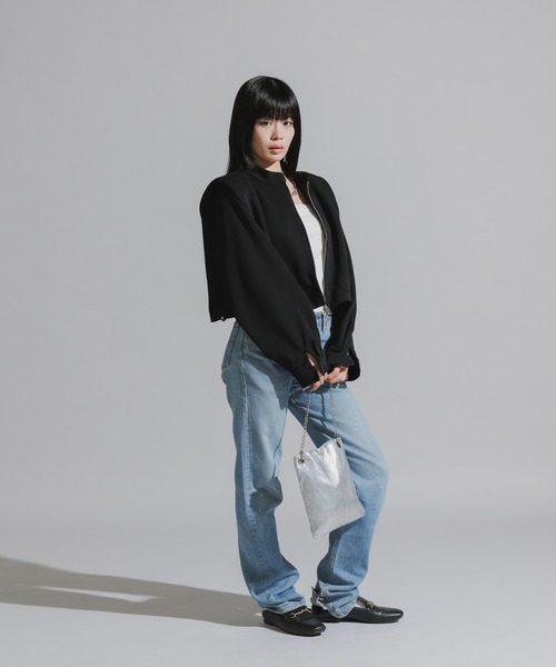 Chick（チック）の「Stand Collar Double Zip Sweatshirt / スタンドネックダブルジップスウェット（スウェット・レディース・ホワイト/ライトグレー/ブラック/チャコール・FREE）」の19枚目の写真