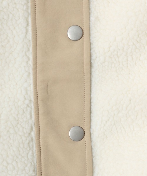 CONVERSE（コンバース）の「2025AW CONVERSE/コンバース シープボア ワンポイントロゴ 切替 フードジャケット（ブルゾン・レディース・アイボリー/ブラック/モカ/ピンク・M/L）」の15枚目の写真