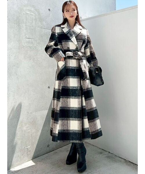 セール】ミディレングスシャギーチェックコート（その他アウター