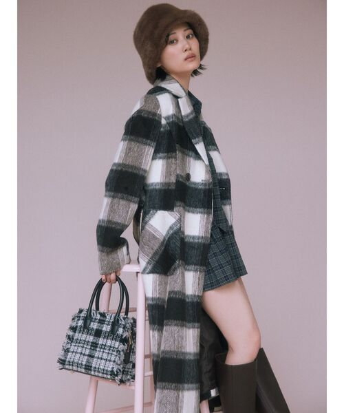 セール】ミディレングスシャギーチェックコート（その他アウター