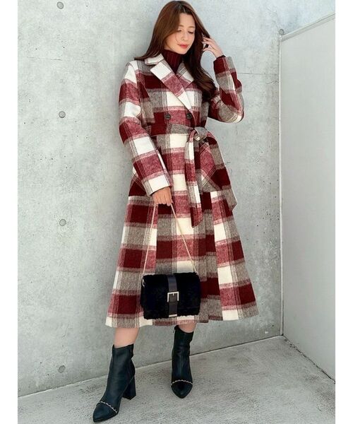 ミディレングスシャギーチェックコート（その他アウター）｜RESEXXY