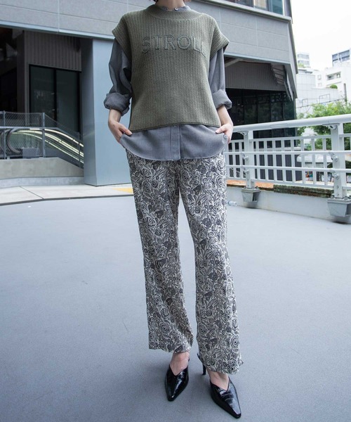 Munich（ミューニック）の「7GG片畦編みニットロゴ刺繍ジレ（ニット/セーター・レディース・ブラック/グレイッシュベージュ/カーキ・FREE）」の10枚目の写真