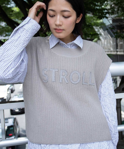 Munich（ミューニック）の「7GG片畦編みニットロゴ刺繍ジレ（ニット/セーター・レディース・ブラック/グレイッシュベージュ/カーキ・FREE）」の19枚目の写真