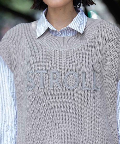 Munich（ミューニック）の「7GG片畦編みニットロゴ刺繍ジレ（ニット/セーター・レディース・ブラック/グレイッシュベージュ/カーキ・FREE）」の20枚目の写真