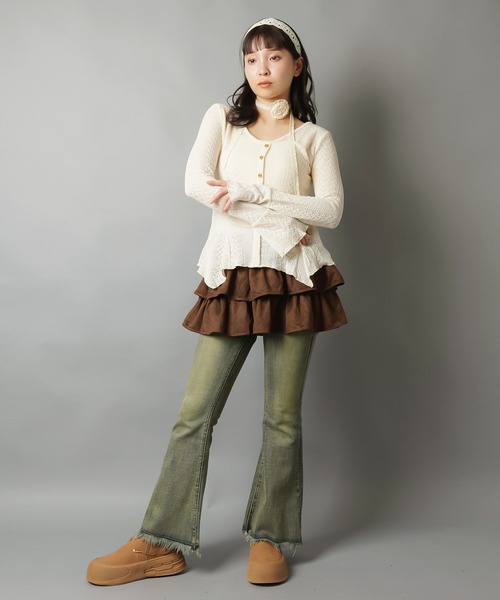 SPINNS（スピンズ）の「スエードフリルミニスカート/NEO森ガール/インナーパンツ付き（スカート・レディース・ブラック/ブラウン・ONESIZE）」の10枚目の写真