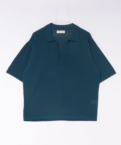many men many mind（メニーメンメニーマインド）の「【many men, many minds.】パンチングスキッパーニットS/S（ポロシャツ・メンズ・ブルー/グレー/ブラック・L/M/XL）」の3枚目の写真
