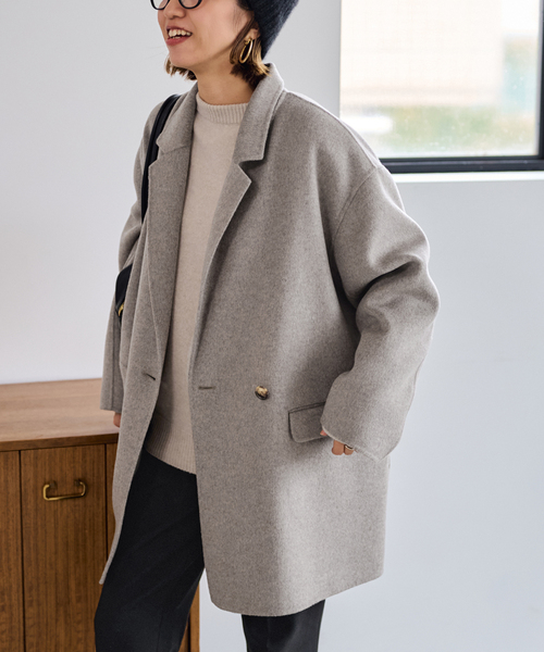 極美品✨シップス ハミルトンウール ダブル テーラードリバーコート モカ茶38 極美品✨シップス ハミルトンウール ダブル テーラードリバーコート