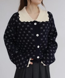 merrylatte | 襟付き柄ニットカーディガン(カーディガン/ボレロ)