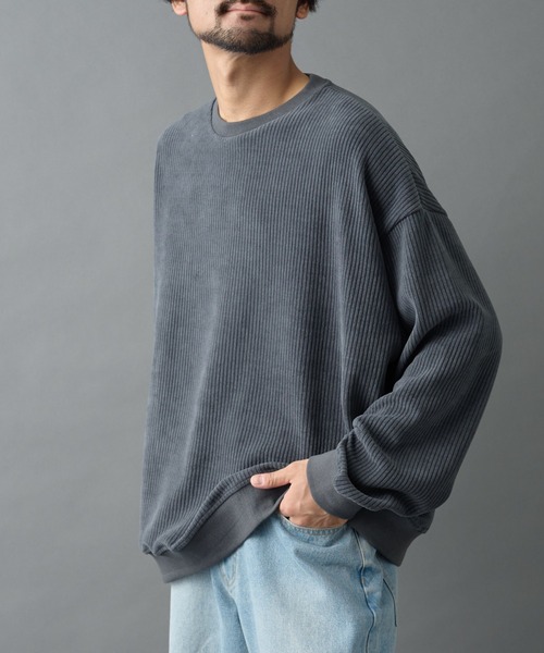 COLONY 2139（コロニートゥーワンスリーナイン）の「カットコーデュロイクルーネック（Tシャツ/カットソー・メンズ・ブラック/チャコールグレー/オレンジ/ホワイト・MEDIUM/LARGE）」の3枚目の写真