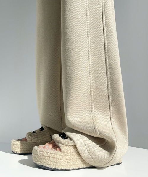 HANDO(ハンド)の「サイドラインニットワイドパンツ オフィスカジュアル きれいめカジュアル レディース韓国(スウェットパンツ・レディース・ベージュ/アイボリー/チャコール・M/L/S/XL/XXL)」の19枚目の写真