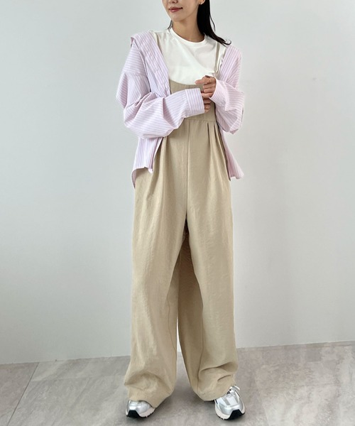 Futier land（フューティアランド）の「ピーチ起毛タックサロペット（サロペット/オーバーオール・レディース・ベージュ/ブラウン/ブラック・MEDIUM）」の2枚目の写真