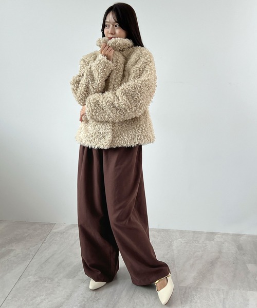 Futier land（フューティアランド）の「ピーチ起毛タックサロペット（サロペット/オーバーオール・レディース・ベージュ/ブラウン/ブラック・MEDIUM）」の19枚目の写真