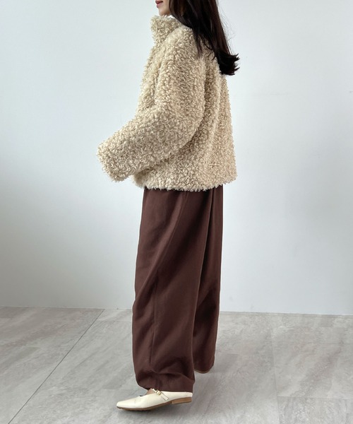 Futier land（フューティアランド）の「ピーチ起毛タックサロペット（サロペット/オーバーオール・レディース・ベージュ/ブラウン/ブラック・MEDIUM）」の20枚目の写真