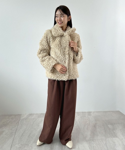 Futier land（フューティアランド）の「ピーチ起毛タックサロペット（サロペット/オーバーオール・レディース・ベージュ/ブラウン/ブラック・MEDIUM）」の21枚目の写真