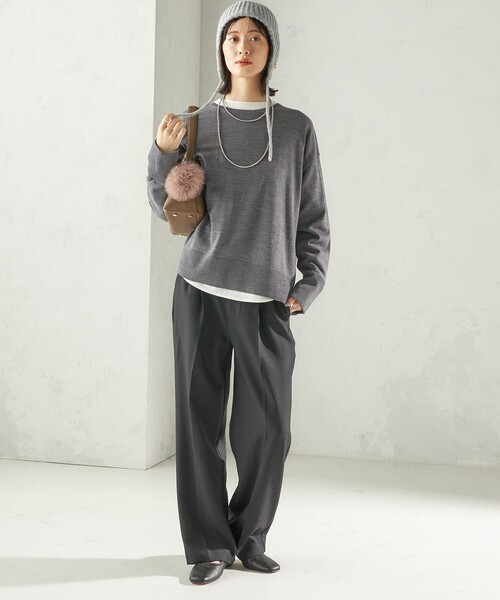 SHIPS（シップス）の「perah: ブローチ 付 イヤー フラップ ラメ ニット キャップ（ニットキャップ/ビーニー・レディース・グレー/ブラック・ONE SIZE）」の21枚目の写真