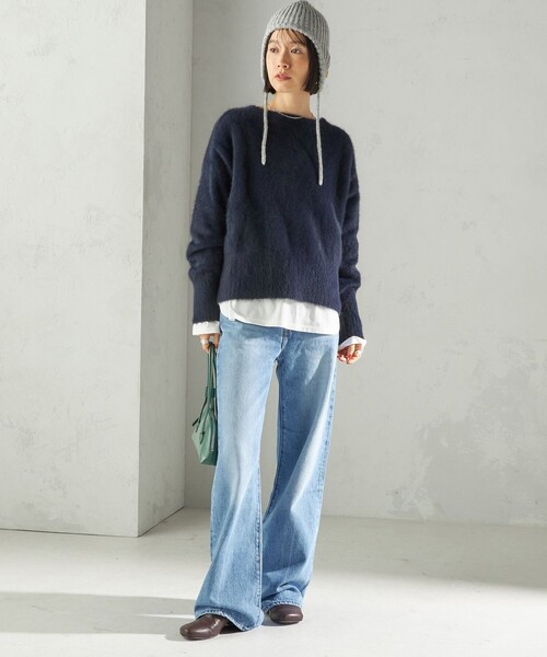 SHIPS（シップス）の「perah: ブローチ 付 イヤー フラップ ラメ ニット キャップ（ニットキャップ/ビーニー・レディース・グレー/ブラック・ONE SIZE）」の7枚目の写真