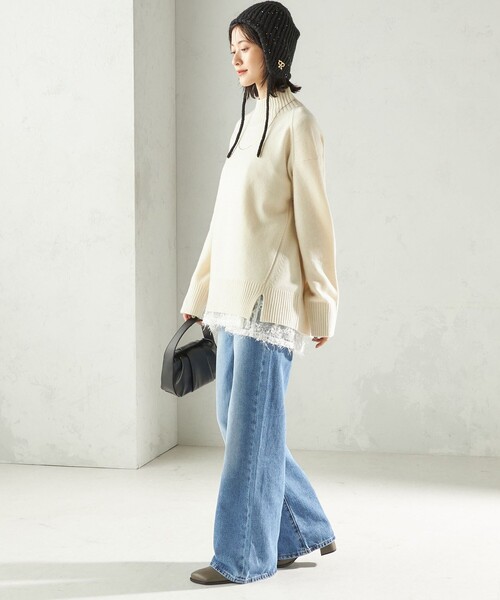 SHIPS（シップス）の「perah: ブローチ 付 イヤー フラップ ラメ ニット キャップ（ニットキャップ/ビーニー・レディース・グレー/ブラック・ONE SIZE）」の14枚目の写真