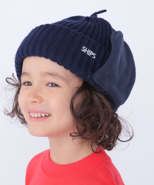 SHIPS(シップス)の「SHIPS KIDS:フリース フライト ニット ワッチキャップ(ニットキャップ/ビーニー・キッズ・ベージュ/ライトグレー/ネイビー/オフホワイト・ONE SIZE)」の4枚目の写真