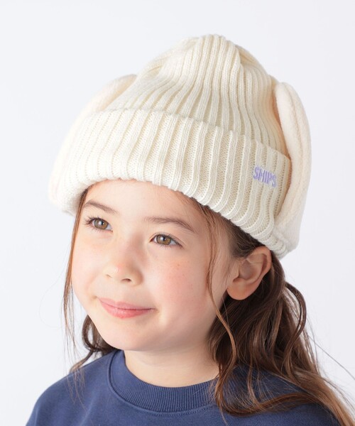 SHIPS(シップス)の「SHIPS KIDS:フリース フライト ニット ワッチキャップ(ニットキャップ/ビーニー・キッズ・ベージュ/ライトグレー/ネイビー/オフホワイト・ONE SIZE)」の2枚目の写真