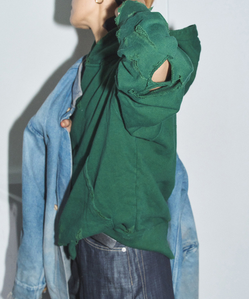 セール】KURO MORE DAMAGE WASHED SWEAT PARKA 964072：スウェット