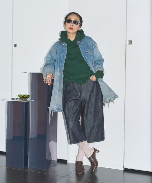 KURO（クロ）の「KURO MORE DAMAGE WASHED SWEAT PARKA 964072：スウェット（スウェット・レディース・グリーン・MEDIUM）」の10枚目の写真