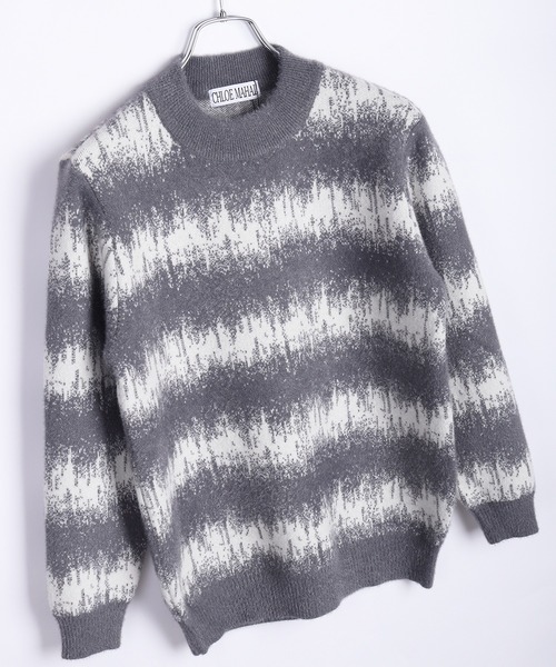 WESTSEA(ウエストシー)の「グラデーション風 総柄ニット(ニット/セーター・メンズ・グレー/ブルー・M/L)」の1枚目の写真