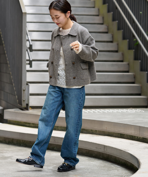 JOURNAL STANDARD relume（ジャーナルスタンダード　レリューム）の「《WEB限定追加》ダブルニットジャケット（カーディガン/ボレロ・レディース・チャコールグレー/ネイビー・FREE）」の4枚目の写真
