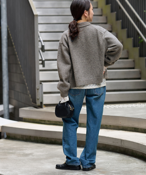 JOURNAL STANDARD relume（ジャーナルスタンダード　レリューム）の「《WEB限定追加》ダブルニットジャケット（カーディガン/ボレロ・レディース・チャコールグレー/ネイビー・FREE）」の5枚目の写真