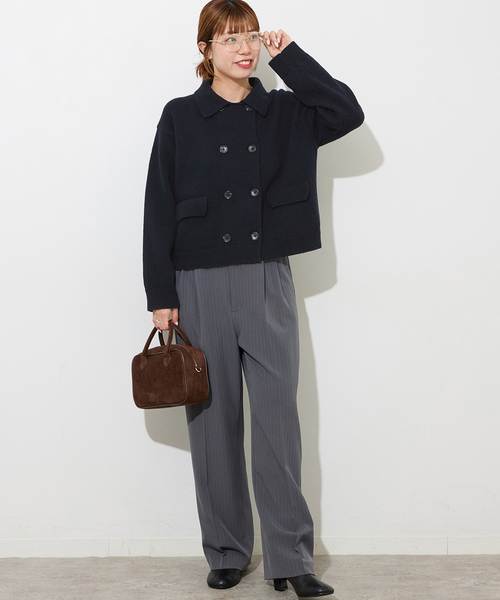 JOURNAL STANDARD relume（ジャーナルスタンダード　レリューム）の「《WEB限定追加》ダブルニットジャケット（カーディガン/ボレロ・レディース・チャコールグレー/ネイビー・FREE）」の18枚目の写真