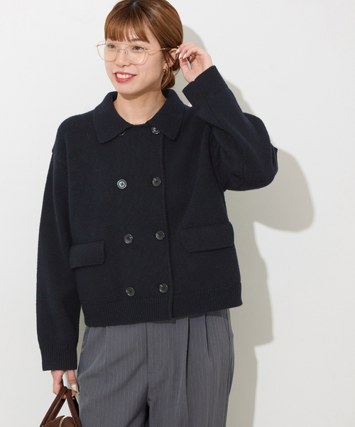 JOURNAL STANDARD relume（ジャーナルスタンダード　レリューム）の「《WEB限定追加》ダブルニットジャケット（カーディガン/ボレロ・レディース・チャコールグレー/ネイビー・FREE）」の21枚目の写真