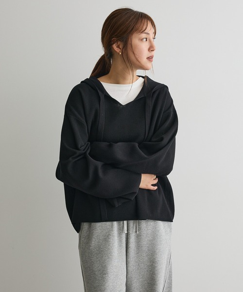 CRAFT STANDARD BOUTIQUE（クラフトスタンダードブティック）の「ハーフミラノニットフーディー＜ハンドウォッシャブル＞（ニット/セーター・レディース・ブラック/ピンク/ブラウン・FREE）」の16枚目の写真