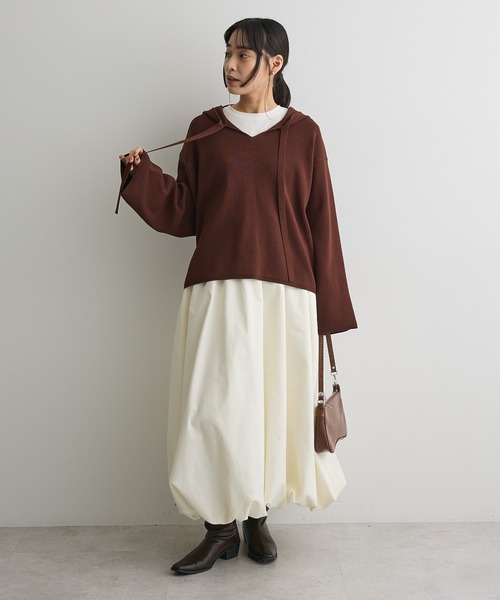 CRAFT STANDARD BOUTIQUE（クラフトスタンダードブティック）の「ハーフミラノニットフーディー＜ハンドウォッシャブル＞（ニット/セーター・レディース・ブラック/ピンク/ブラウン・FREE）」の10枚目の写真