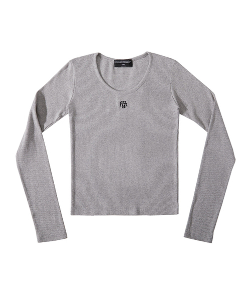 muahmuah（ムーアムーア）の「スティッチUネック長袖Tシャツ[7色]（Tシャツ/カットソー・レディース・クリーム/グレー/スカイブルー/アイボリー/ブラック/ネイビー/ライトグレー・FREE）」の16枚目の写真