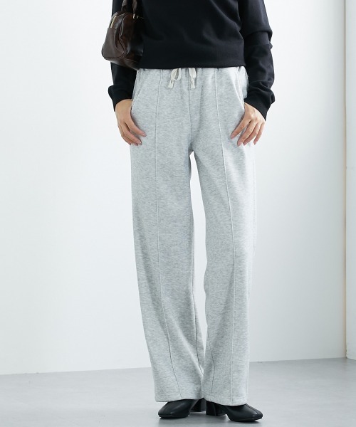 slattgir（スラットジール）の「高身長　裏起毛ピンタックワイドパンツ（トールサイズ）（その他パンツ・レディース・チャコールグレー/ブルー/杢グレー・TLL/TL/TM/T3L/T4L/T5L）」の2枚目の写真