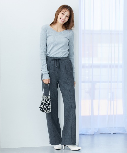 slattgir（スラットジール）の「高身長　裏起毛ピンタックワイドパンツ（トールサイズ）（その他パンツ・レディース・チャコールグレー/ブルー/杢グレー・TLL/TL/TM/T3L/T4L/T5L）」の4枚目の写真