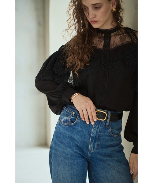 Estella.K(エステラケー)の「Oliviela Lace Blouse レースブレードトリムBL(シャツ/ブラウス・レディース・オフホワイト/ブラック・FREE)」の11枚目の写真