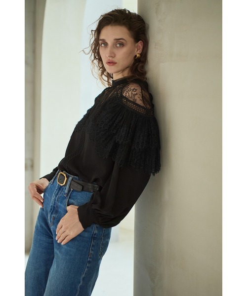 Estella.K(エステラケー)の「Oliviela Lace Blouse レースブレードトリムBL(シャツ/ブラウス・レディース・オフホワイト/ブラック・FREE)」の20枚目の写真