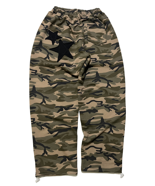 Night Camouflage Sweat Wide Pants ((beige))