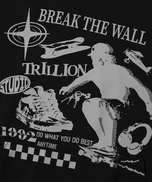 TRILLION(トリリオン)の「スケートボードグラフィックオーバーフィットフード(BLACK)(パーカー・レディース・その他・X-LARGE/SMALL/MEDIUM/LARGE)」の7枚目の写真