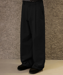 SIGNATURE（シグネチャ）の「One-tuck Wide-fit chino pants [black]（その他パンツ）」