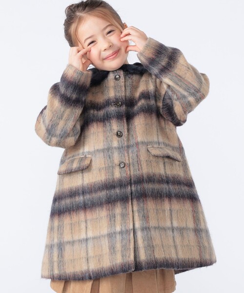 セール】SHIPS KIDS:100～130cm/シャギー チェック コート（その他 