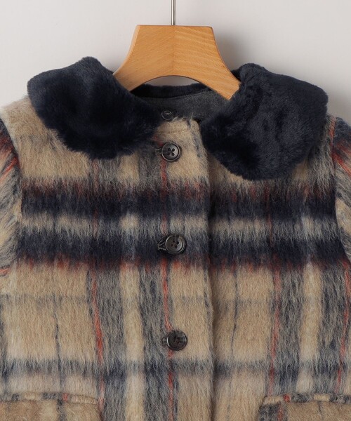 セール】SHIPS KIDS:100～130cm/シャギー チェック コート（その他