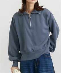 nissen | 【裏起毛であったか】ハーフジップアップトップス(スウェット)