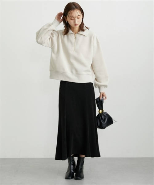 nissen（ニッセン）の「【裏起毛であったか】ハーフジップアップトップス（スウェット・レディース・ダークグレー/アイボリー/グレイッシュブルー・M/L/LL）」の11枚目の写真