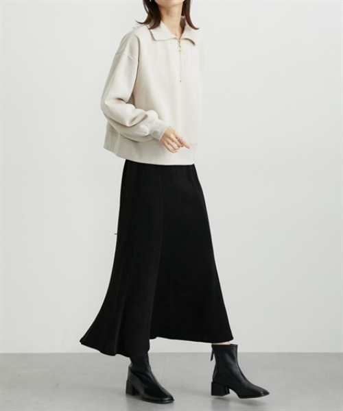 nissen（ニッセン）の「【裏起毛であったか】ハーフジップアップトップス（スウェット・レディース・ダークグレー/アイボリー/グレイッシュブルー・M/L/LL）」の12枚目の写真