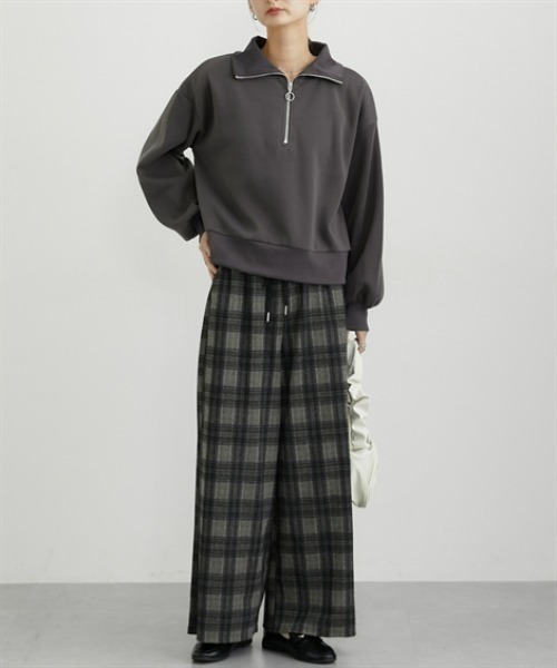 nissen（ニッセン）の「【裏起毛であったか】ハーフジップアップトップス（スウェット・レディース・ダークグレー/アイボリー/グレイッシュブルー・M/L/LL）」の15枚目の写真