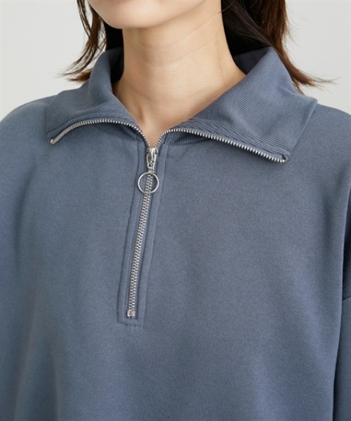 nissen（ニッセン）の「【裏起毛であったか】ハーフジップアップトップス（スウェット・レディース・ダークグレー/アイボリー/グレイッシュブルー・M/L/LL）」の18枚目の写真