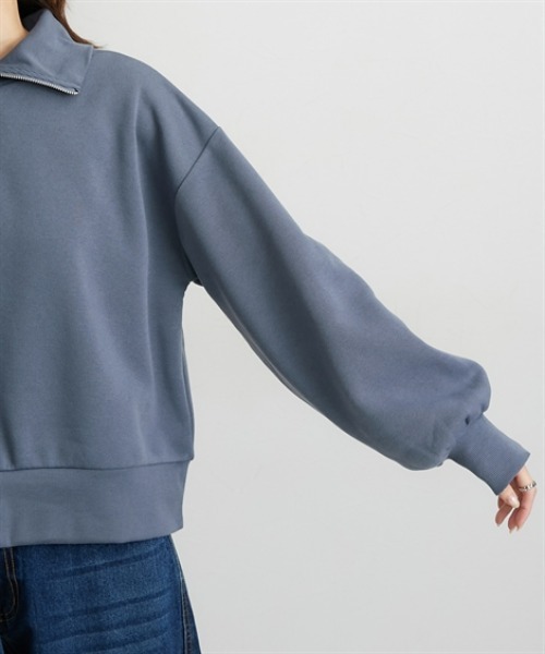 nissen（ニッセン）の「【裏起毛であったか】ハーフジップアップトップス（スウェット・レディース・ダークグレー/アイボリー/グレイッシュブルー・M/L/LL）」の19枚目の写真