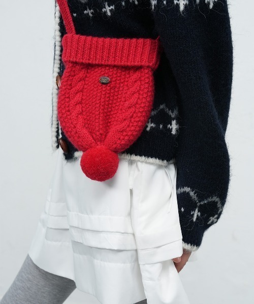 GENERAL IDEA（ジェネラルアイデア）の「【GENERAL IDEA】ウールビーニーニットバッグ / WOMAN BEANIE KNIT BAG（ショルダーバッグ・レディース・クリーム/チャコール/ライム/レッド・FREE）」の4枚目の写真